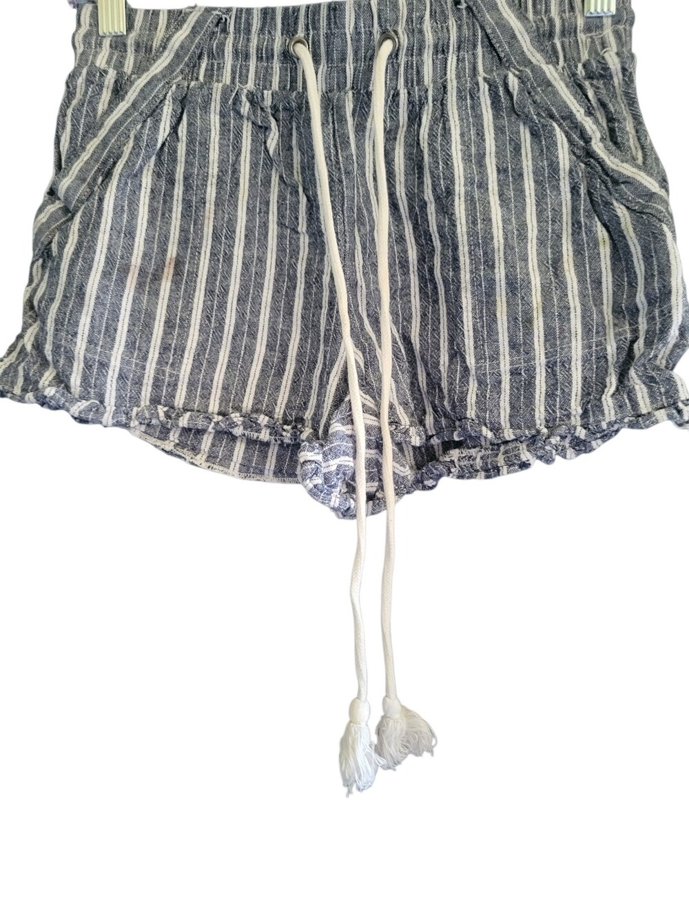 Rewind Striped Drawstring Shorts - Blue/White sz XS